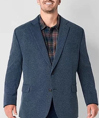 Abrigo deportivo tejido grande y alto Stafford para hombre traje chaqueta talla 56 largo elástico azul marino Foto 1 de 4