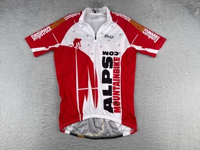 Poli Cycling Jersey Adult 4 White Red 1/4 Zip Alps Mountainbike MTB Short Sleeve - Image 1 of 4