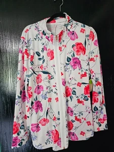 St. John’s Bay Large White Floral Zip Jacket New with Tags - Picture 1 of 5