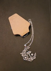 Mushroom Moon Cottagecore Necklace Jewelry Silver-tone Fairy Core Fantasy Boho - Picture 1 of 2