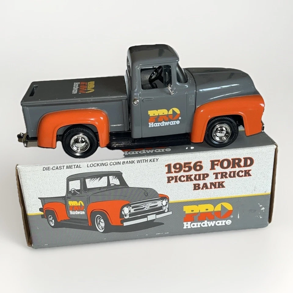 Vintage ERTL DieCast Pro Hardware 1956 Ford F-100 Pick-Up Truck Bank With Key - Image 1 of 4