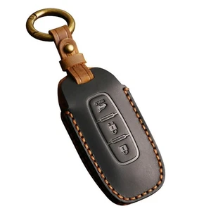 High End Leather Car Key Holder for Nissan Qashqai Altima X trail Black - Picture 1 of 9