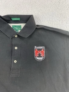 Outer Baks Mens Shirt Large Black Cotton Golf Polo Flaherty Family Crest - Picture 1 of 8
