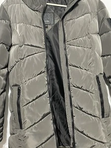 Steve Madden Black Puffer Jacket Women's Small coat lined Hooded Quilted Zip - Picture 1 of 9