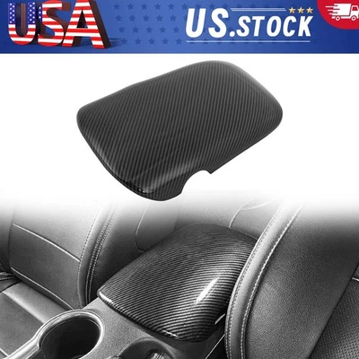 Carbon Fiber Look Armrest Storage Lid Box Panel Cover For Ford Mustang 2015-2024 Foto 1 de 4