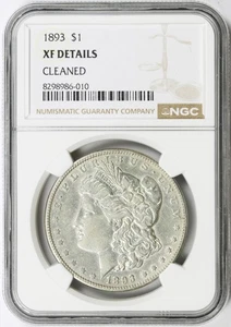 1893 $1 Morgan Silver Dollar  NGC XF Details - Cleaned - Picture 1 of 4