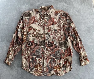 Vintage Guess By Georges Marciano Mens Button down Patterned Shirt Size XL Rayon - Picture 1 of 13