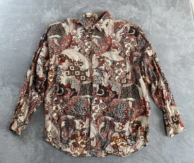 Vintage Guess By Georges Marciano Mens Button down Patterned Shirt Size XL Rayon - Image 1 of 4