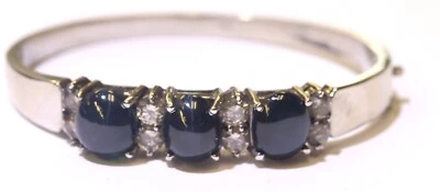 Brazalete de diamantes con zafiro estrella de 7" de oro blanco de 14k 2,64 quilates I1 H 32,8 g para mujer Foto 1 de 4