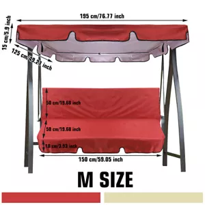 210D Patio Swing Top & Seat Canopy Replacement Waterproof Sun Shade Awning Cover - Picture 1 of 26