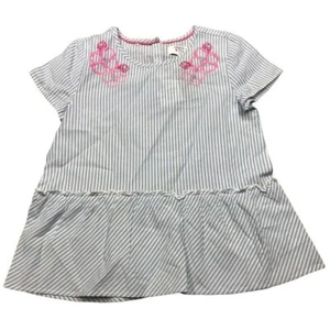 Crown & Ivy Kids Girls 6X dress Tee Striped light blue pink Embroider flowers - Picture 1 of 7