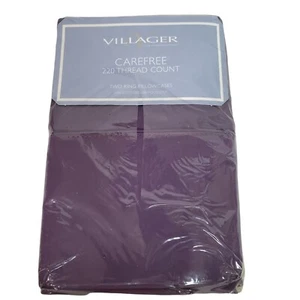 Villager by Liz Claiborne Purple KING Pillowcases NIP Cotton Blend Carefree - Picture 1 of 5