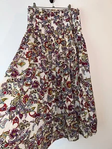 Banana Republic Pleated Skirt Gypsy Vintage Size 10 Long Lined White Boho Paisle - Picture 1 of 11