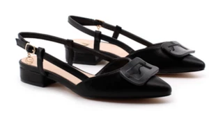 GOLD & GOLD GP23-382 SANDALI SCARPE DONNA FIBBIA CINTURINO ECOPELLE NERO - Picture 1 of 2