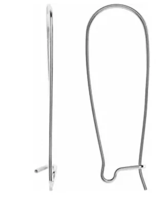 Alambres para orejas franceses (riñón) - Componentes de joyería - Plata de ley - Se venden en pareja Foto 1 de 4