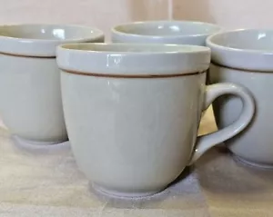 Steingut Kaffeetassen Teetassen Tienshan braun Streifen Design 4er Set - Bild 1 von 5