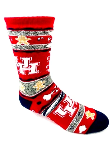 Houston Cougars Ugly Sweater Gingerbread Christmas Socks Cover