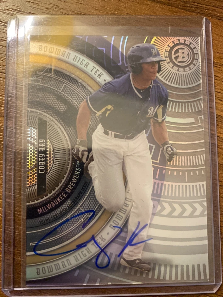 2017 Bowman High Tek Auto Corey Ray #BHT-CR Brewers Rookie RC - Image 1 of 2