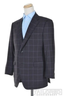 SAMUELSOHN Purple Windowpane Check Lambswool Blazer Sport Coat Jacket - 44 R - Image 1 of 4