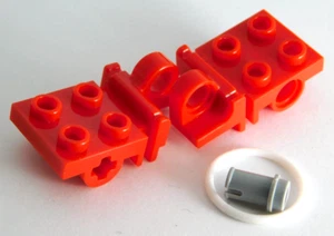 2 LEGO Red Trap with Hole /Cross Hole with Pin & Rubber Band (15108) - Imagen 1 de 5