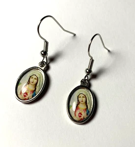 Boucles d'oreilles en résine Sacré Cœur de Marie - Imagen 1 de 4