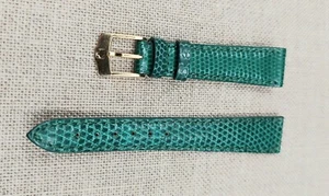 Zenith 16mm x 14mm Green Lizard Watch Strap Band with Zenith Gold Plated Buckle - Picture 1 of 6