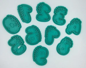 Dinosaur Theme Number 0-9 Cookie Stamp Cutter Birthday Fondant Mold - Picture 1 of 6
