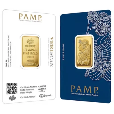 1/2 OZ PAMP SUISSE Fortuna Gold Bar .9999 Bu. Sealed In VERISCAN Assay Card - Image 1 of 3