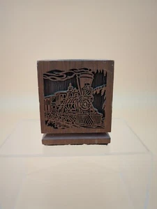 1977 Lasercraft Laser Engraved Solid American Walnut Desk Decor Magnetic Holder - Picture 1 of 5