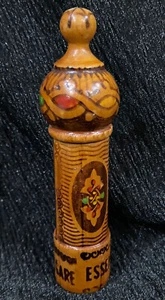 Antique Treen Wooden Hand Carved\painted Perfume Essence De Rose Bulgare 3.5"  - Picture 1 of 6