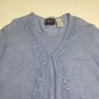 Sag Harbor Women's Short Sleeve Blue Open Cardigan Size: 2X W/Attached Crew Neck