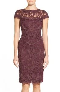 Nuevo con etiquetas Vestido Blacberry Tadashi Shoji Ilusión Yugo Encaje Vaina Talla 10 - Imagen 1 de 2