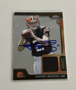 2014 Topps Chrome Card Johnny Manziel Auto and Relic Worn Rookie RC BAS QR - Bild 1 von 2