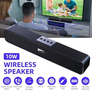 Bluetooth 5.0 Lautsprecher TV Soundbar Stereo Sound Subwoofer Soundbox Musikbox - Bild 1 von 17