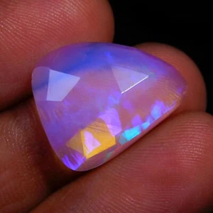Cabochon piatto opale etiope taglio rosa fuoco blu etiope pietra preziosa sciolta da retro - Foto 1 di 3