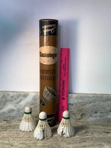 Vtg Slazenger Feather Badminton Shuttlecocks Made In England 15.5" Paper Can  - Picture 1 of 7