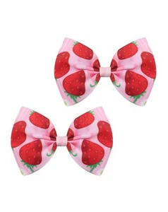 Strawberry Hair Bow Clip Pin Girls Fruit Barrettes Ribbon Bow C0-Bow - Picture 1 of 4