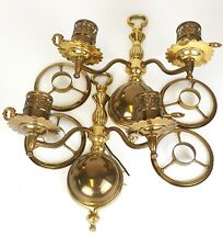 1940s Gill Double Solid Brass Colonial Sconce Pair Gold Nautical UNION Made