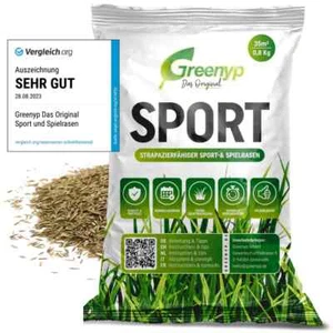 Greenyp Sport Rasensamen Sport- und Spielrasen Sportrasen Grassamen Rasen 0,8kg - Bild 1 von 7