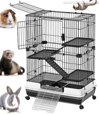 MCAGE LARGE Deluxe 4-Level Guinea Pig Chinchilla Ferret Hedgehog Rabbit Hutch Wheel