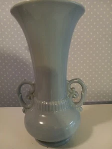 Vintage Abingdon Pottery - Blue Vase Long Neck Swirl Handles - 1940s - Marked - Picture 1 of 2
