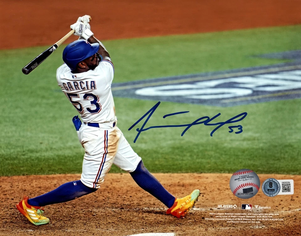 Adolis Garcia Signed Rangers 8x10 Fanatics Photo Beckett Witness BAS COA #1 - Image 1 of 1