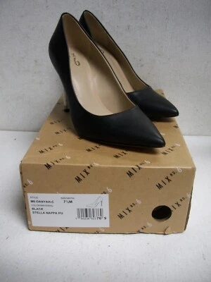 Sapatos femininos MIX No 6 Pump 7.5M couro ecológico preto salto agulha - Imagem 1 de 4