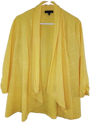 Cárdigan Abierto Marca Slinky Para Mujer Mediun Texturado Amarillo Rosas Viaje Playa EE. UU. Foto 1 de 4