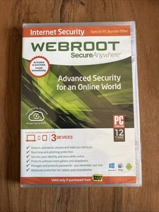 Webroot Secure Anywhere Internet Security 3 Devices for PC, MAC Windows SEALED - Picture 1 of 2