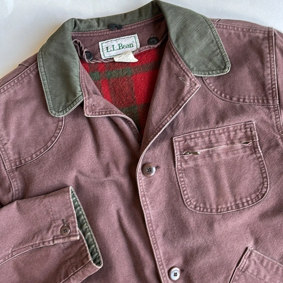 Chaqueta de Caza Forrada Extraíble Lana Lona LL Bean De Colección Marrón Hombres Mediana Alta Foto 1 de 4