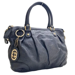 GUCCI Sukey Handtasche GG Guccissima Leder Navy Blau Authentic Top Handle Bag - Bild 1 von 24