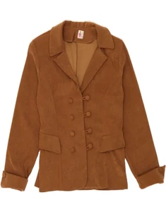 MODA ITALIANA Womens 4 Button Blazer Jacket UK 12 Medium Brown CF01 - Picture 1 of 3