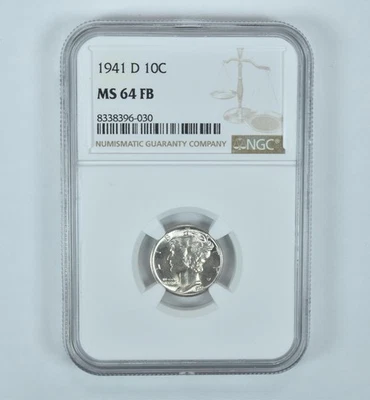 1941-D Mercury Dime MS64 FB NGC Brown Label *2525 - Image 1 of 4