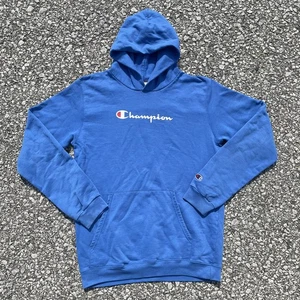 Champion Hoodie Youth Extra Large Blue Spellout Eco Sweatshirt Outdoor Sports - Picture 1 of 10